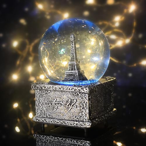 Globos de nieve con música de París y luces coloridas de cristal 3