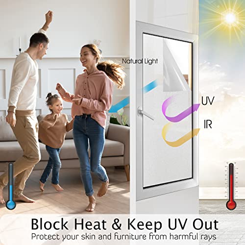 Hidbea Frosted Window Privacy Film Heat Control Uv Blocking, Static Cling Non-Adhesive Reusable Door Coverings For Bathroom Home Office (Frosted 35.4 Inch X 32.8 Feet) #TOP1