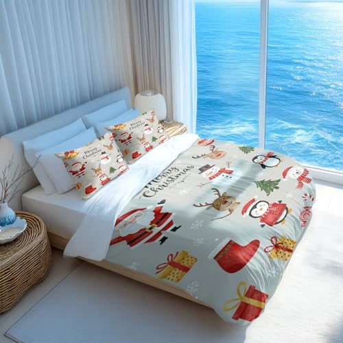 Linge de lit Noël King Size résistant et anti-plis rose
