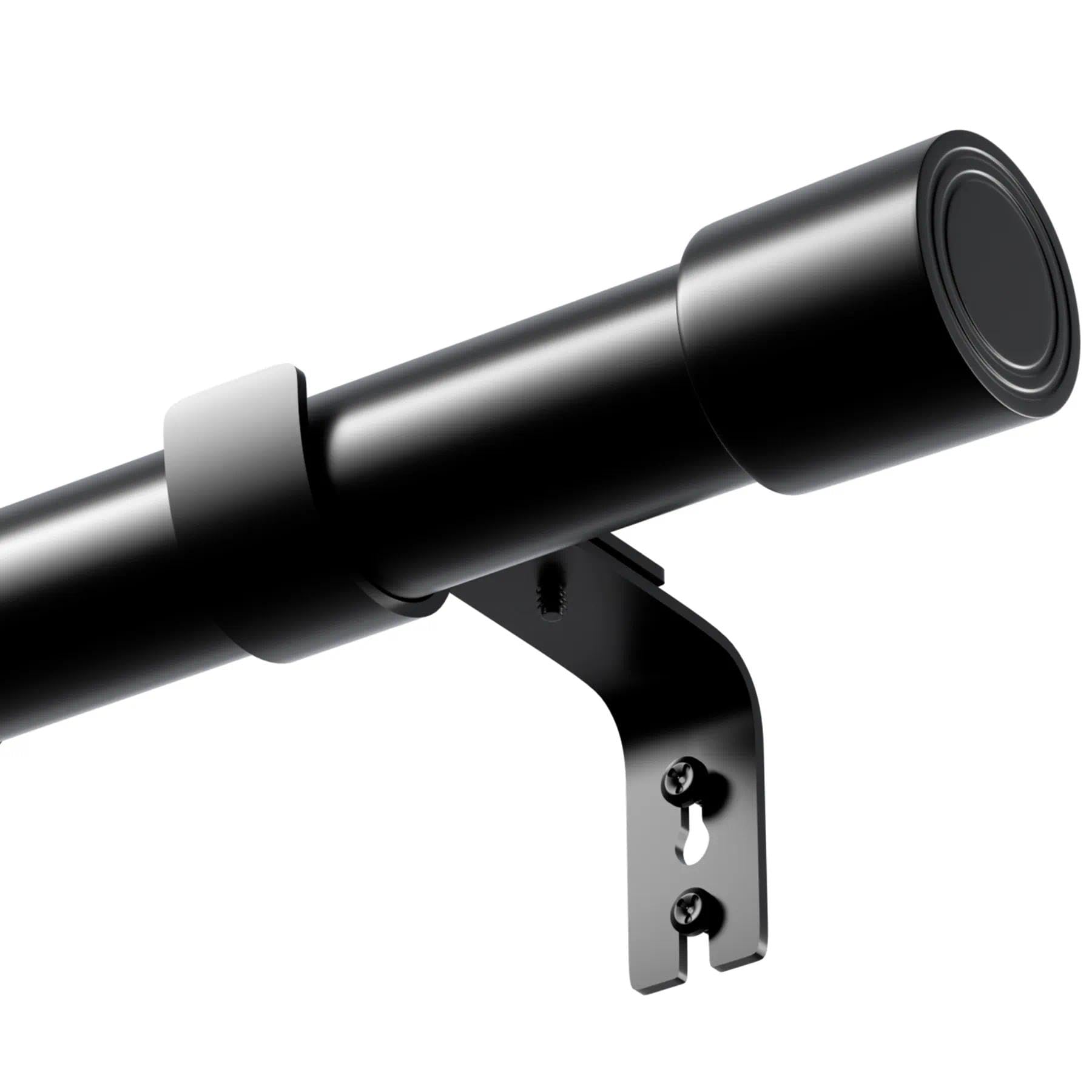 Curtain Poles For Eyelet Curtains Telescopic Black Curtain Pole With Cap Finials For Bedroom Living Outdoor Black 67-232CM