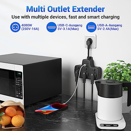 Prise multiple avec interrupteur USB C idéale pour optimiser l'espace du bureau - 3