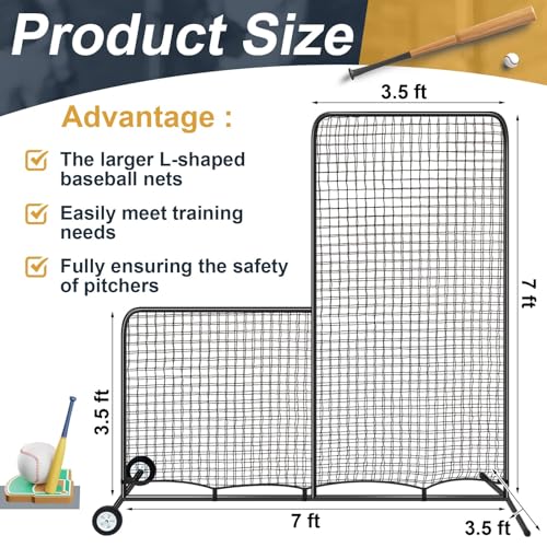 image for Woanger 7 x 7 Feet Baseball Softball Screen Pitcher Protector Screen P