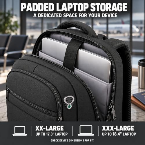 17 Inch Travel Laptop Backpack for Men Women, Big Work College Computer Bag - Image 5
