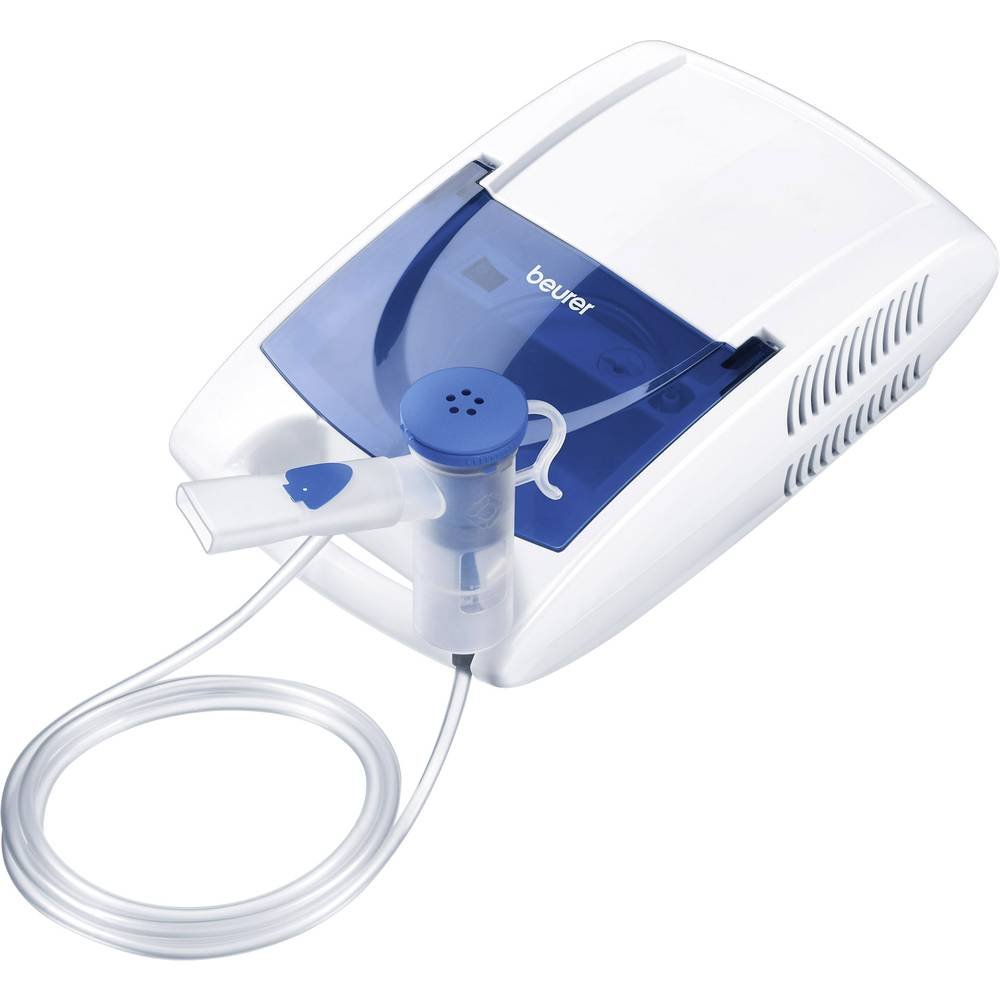 Beurer IH21 - Nebulizador para la inhalación de medicamentos líquidos con tecnología de aire comprimido, accesorio para nariz y compartimento, Azul, Color Blanco, 30 x 18 x 10 cm, 1.65 kg