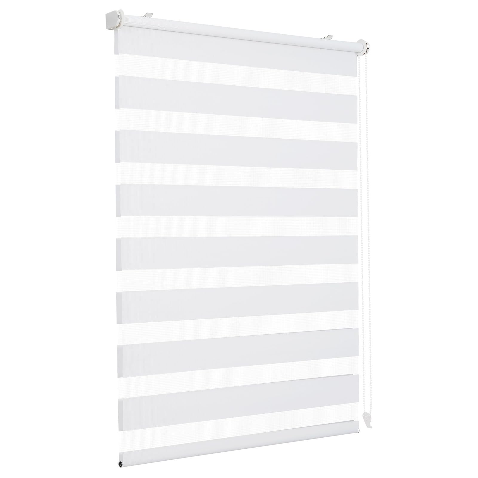 Sekey Doppelrollo Klemmfix ohne Bohren für Fenster, Doppelrollo 75 cm breit, Duo Rollo Jalousie Sonnenschutz, 75x130cm, Weiß