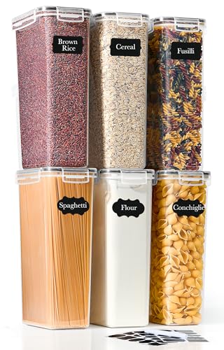 GoMaihe Bocaux de conservation 2,8 L (lot de 6) : Bocaux de conservation avec couvercle pour pâtes | Boîtes de conservation hermétiques pour nouilles et sucre | Sans...