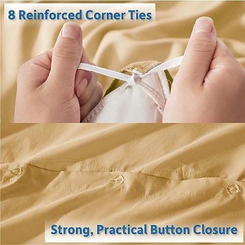 Nestl Full Duvet Cover Set with Comforter Insert - Camel Gold 4 Piece 80x90 Duvet Cover & 2 Pillow Shams with White Quilted Down Alternative Comforter, Ultra Soft, All Season