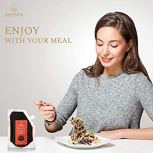 Homtiem Black Garlic Puree 5.29 Oz, Made From Solo Black Garlic100%, Whole Black Garlic Fermented For 90 Days, Super Foods, High In Antioxidants, Ready To Eat For Snack Healthy, Black Garlic Cookie And Healthy Recipes #TOP3