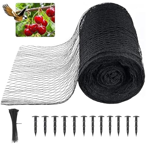 mychoiii 40' x 40' Bird Netting for Garden Heavy Duty 3/8" Mesh Anti Bird Net for Chicken Run,Vegetables,Koi Pond,Fruit Trees & Other Plants,Lasting Against Birds Deer Squirrels and Poultry, Black Cover
