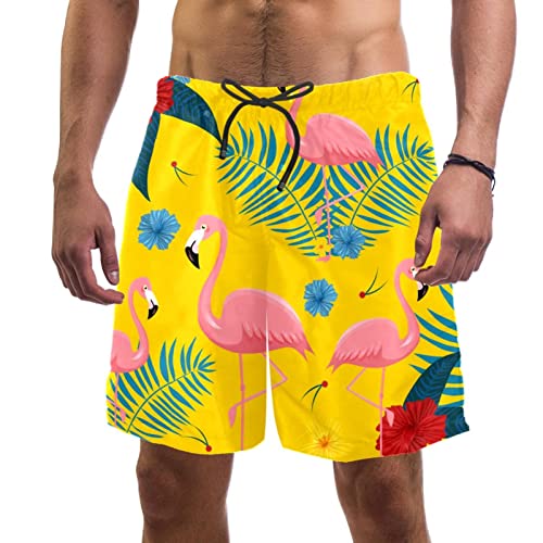 Plante flamant jaune maillot de bain homme original et coloré Yuzheng