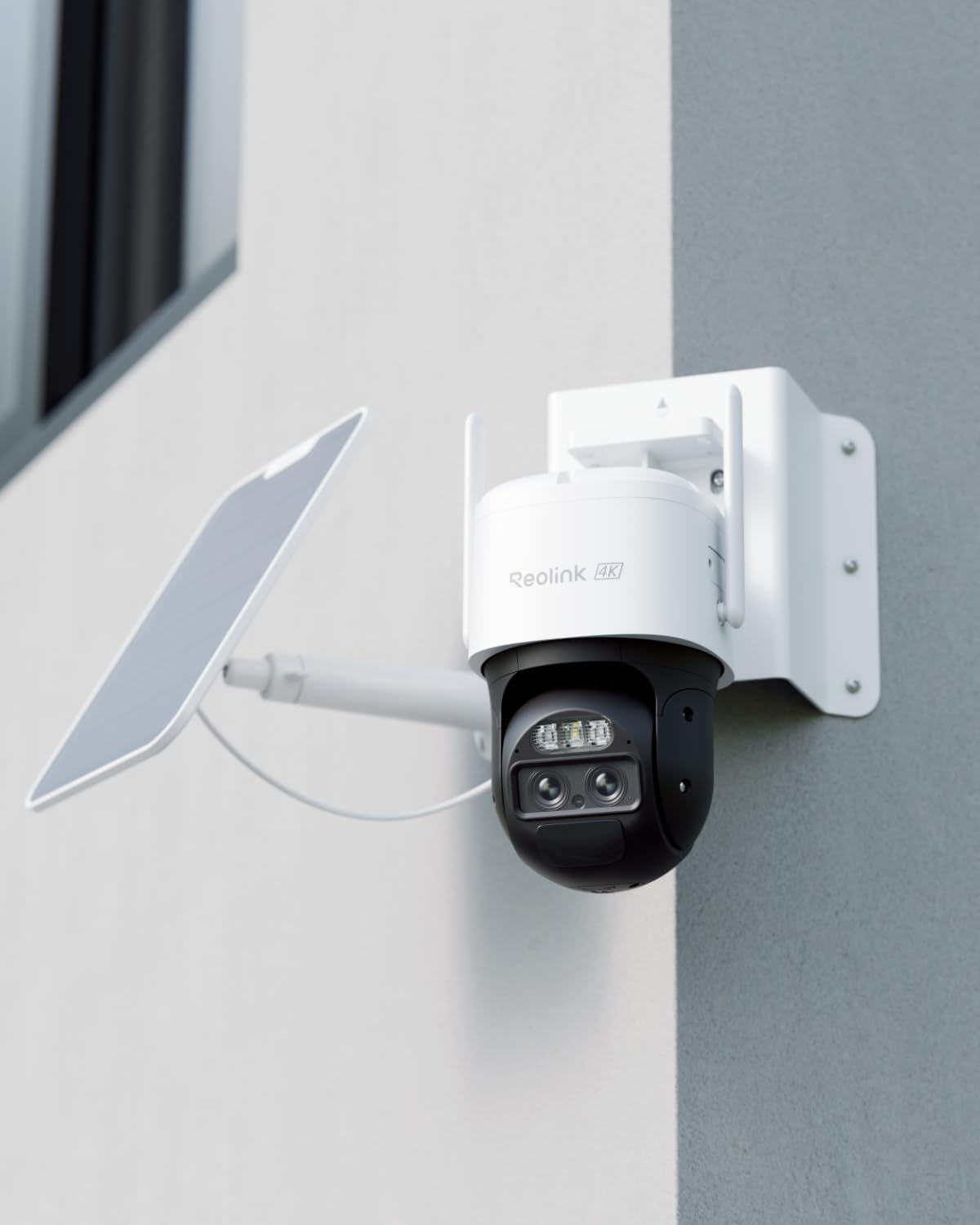 Reolink Corner Mount Bracket RLA-BKC2 + TrackMix LTE 4K Dual-Lens 4G Solar Security Camera, PTZ Auto-Tracking, Color Night Vision, Motion Alerts