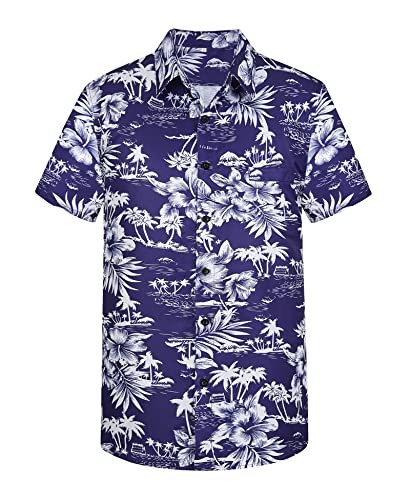 Image of Yoimira Hawaiian Shirts for Men, Print Mens Casual Short Sleeve Button Down Shirts Floral Aloha Beach Shirt