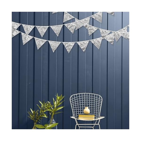 Pinkblume double sided sequin fabric triangle pennant banner flag bunting garland for silver theme nursery classroom home bedroom wall holiday christmas decor  urban country home decor