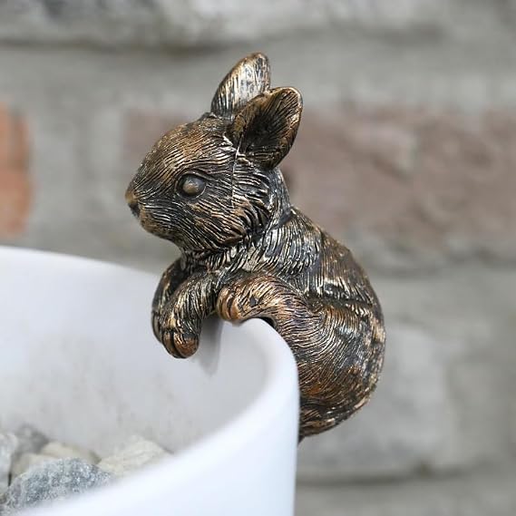 Rabbit Pot Hanger Bronze Ornament Hanging Hare Vintage Statue Decor Figurine