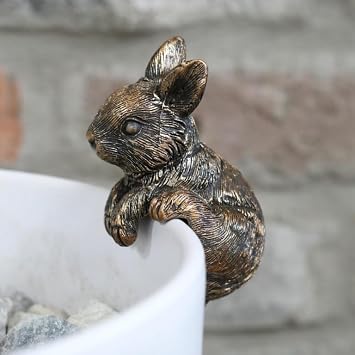 Rabbit Pot Hanger Bronze Ornament Hanging Hare Vintage Statue Decor Figurine