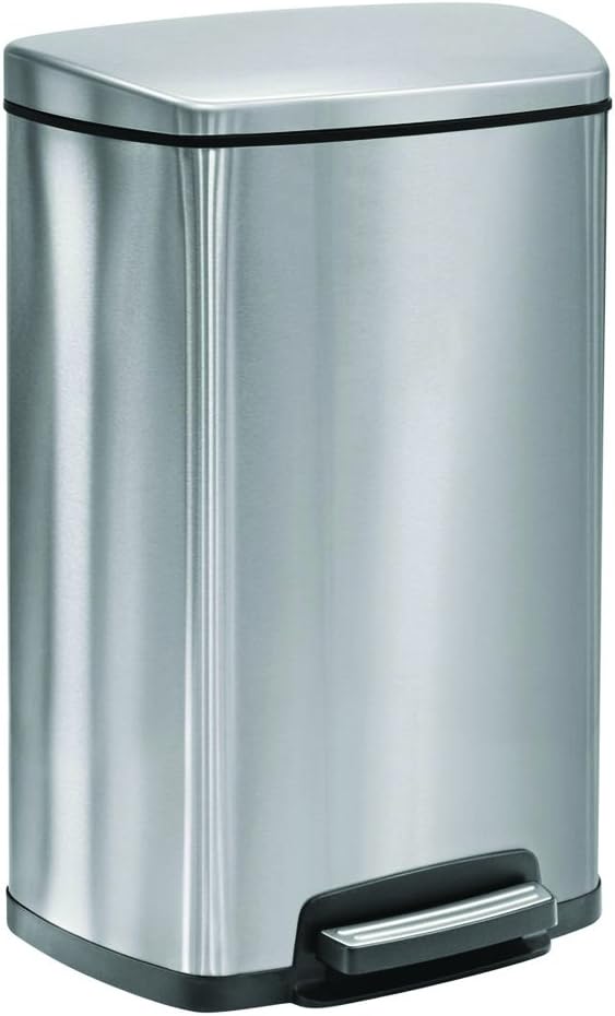 Tramontina Step Trash Can, Stainless Steel, Gray (13 gal) Two freshener cartridges included