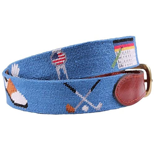 Golfer's Life Needlepoint Belt in Blue by Smathers & Branson3