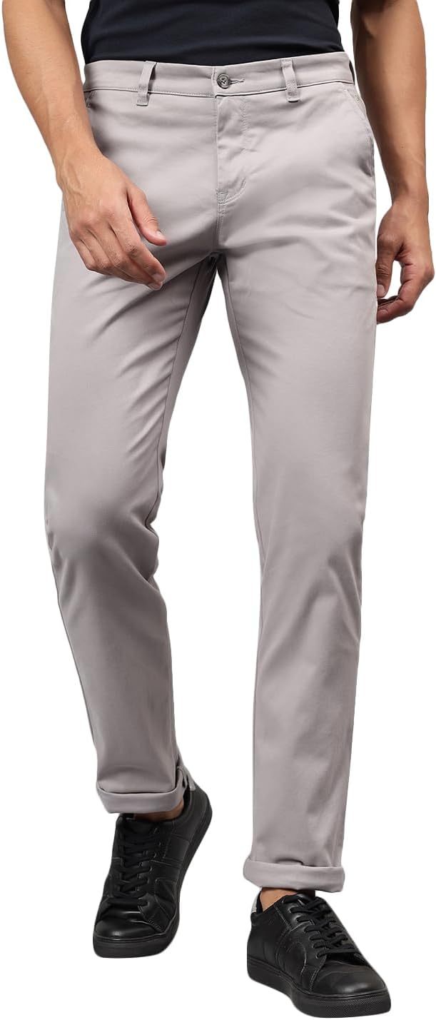 Men Solid Non Pleated Regular Fit Mid Rise Casual Trousers for Men | Casual Pants for Men | Casual Wear Regular Fit Trousers for Men (P_MTRC00180)
