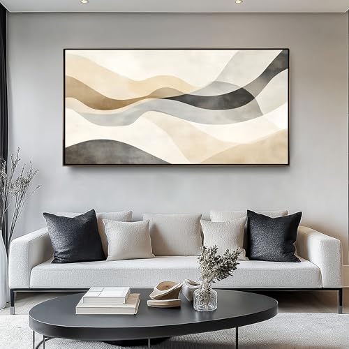 Art abstrait flots tableau decoration murale grand format 70x140 cm moderne