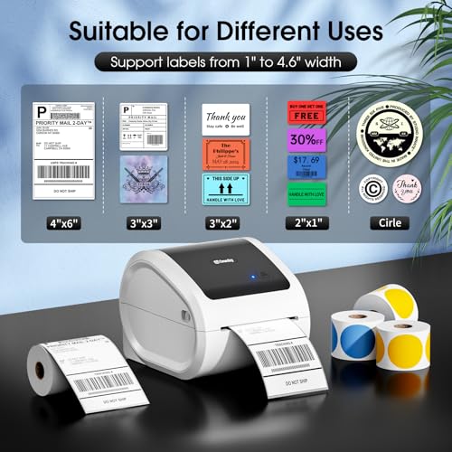 Image of Bluetooth Shipping Label Printer 4x6 with 500 Sheets 3 Inch Golden Star Holographic Thermal Labels, Bluetooth Thermal Label Printer for Shipping Packages, Compatible with USPS, Shopify, Amazon, Tiktok