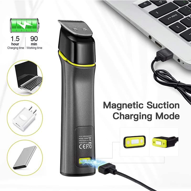 Hair Clipper Trimmer, All in one grooming kit electric hair trimmer men shaver waterproof hair clipper beard body trimer haircut machine rechargeable