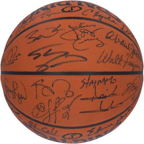 NBA 75th Anniversary Team Autographed Spalding Official Game Basketball featuring Shaquille O\'Neal, Kareem Abdul-Jabbar, Larry Bird, and 36 More Players - Limited Edition of 50 - Autographed