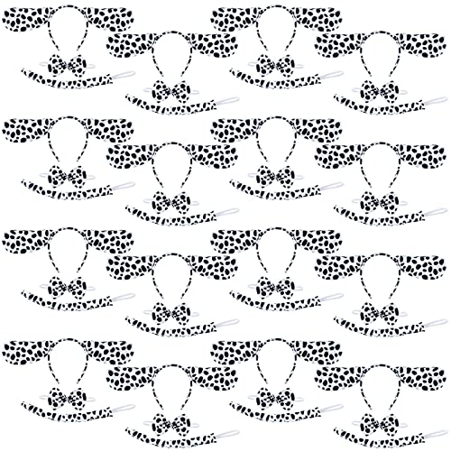 Coopay 48 Pieces Halloween Dalmatian Costume Set Dog Ears Headband Kit Include Dalmatian Ears Headbands Bow Tie and Tail for Christmas Halloween New Year Cosplay Costume or Party Decoration