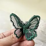 10PCS Butterfly Lace Applique Organza Embroidery Lace Appliques Sewing Patches for Craft Projects (Green)