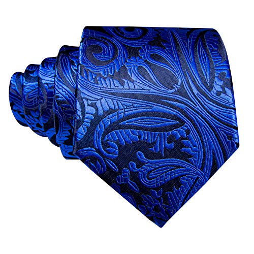 Image of Barry.Wang Men Ties Paisley Woven Silk Necktie Set with Pocket Suqare Cufflinks Formal