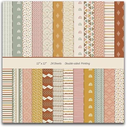 24 Sheets Boho Scrapbook Paper for DIY Cover