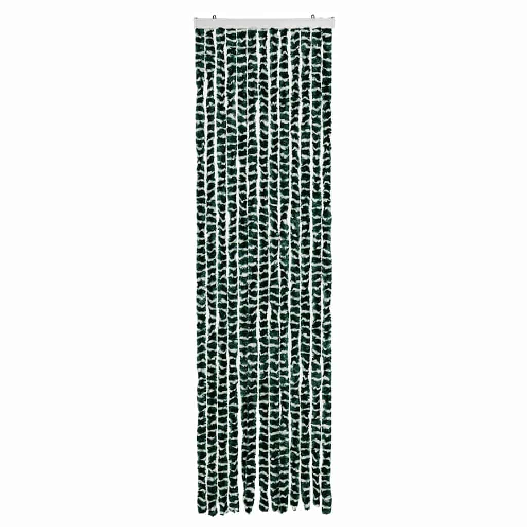 Tenda Zanzariera Verde e Bianco in Ciniglia 56 x 200 cm per Porta e Passaggio Zanzariera con Ganci, Rumore e Regolabile per Casa, Caravan, Balcone