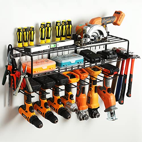 Yuetong Power Tool Organizer For Garage Storage,Drill Holder Wall Mount With Charing Station,Wall Organizer For Garage Organization.free Assembly/Heavy Duty/7 Slots/3 Layers/Suit For Studs #TOP11