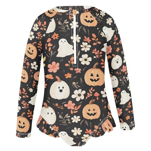 Halloween Pumpkin Ghost One Piece Swimsuits for Girs Rashguard Swimwear with Zipper 3T 202b82252