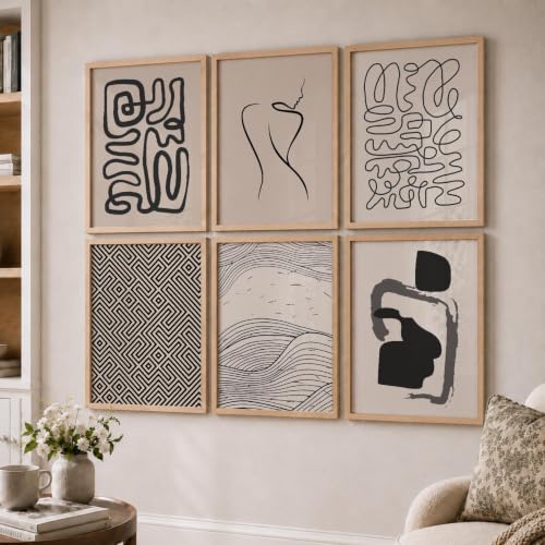 Image of kotart Boho Theme Digital Painting for Wall Decoration - Minimal Art Prints Living Room Bedroom Office Decor (14X20 Inch, I) Pack of 6