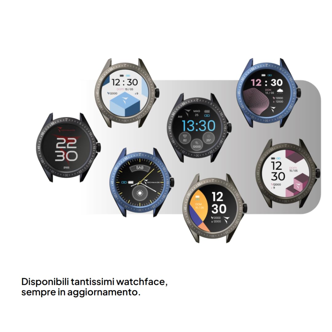 Techmade Rocks 2.0 Montre Connectée Homme Femme, Appels Bluetooth, Notifications Whatsapp, Podomètre, Cardiofréquencemètre, Suivi du Sommeil, Multisport, Étanche, (Noir et Gris Clair)