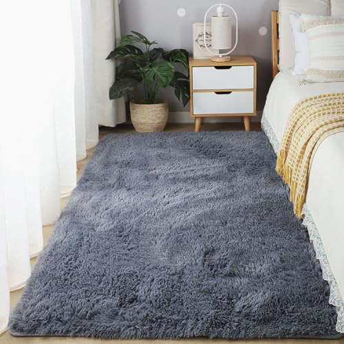 Tapis antidérapant chambre 200x200 épais et soft pour salon gris
