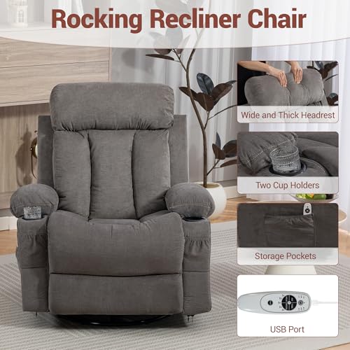 Sillón reclinable con masaje y calor gris miniatura 6