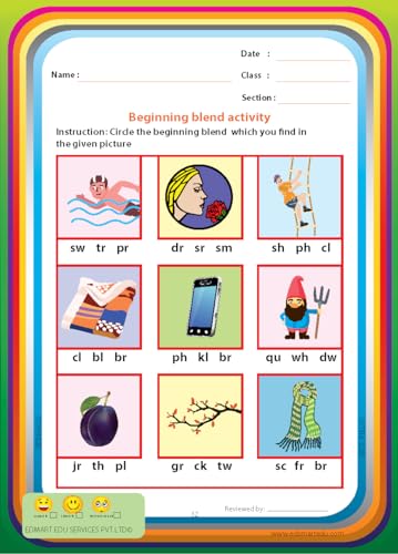 Image of EDSMART Phonics Books Combo of 2 Books for kids | Phonics reader level 2 and 3 , phonics activity book worksheets, Phonics letter sounds, vowel letter sounds (Edsmart Tiny Reader Phonics Series)