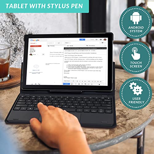 Pyle 10 Inch Android Tablet -2 in 1 Tablet 1080p HD Display, 5000 mAH, Dual Camera, WiFi Compatibility, Quad-Core Processor, 2GB RAM, 32GB Storage, Magnetic Keyboard, Stylus Pen & Case Included- Silver by Pyle - Used condition - Image 3