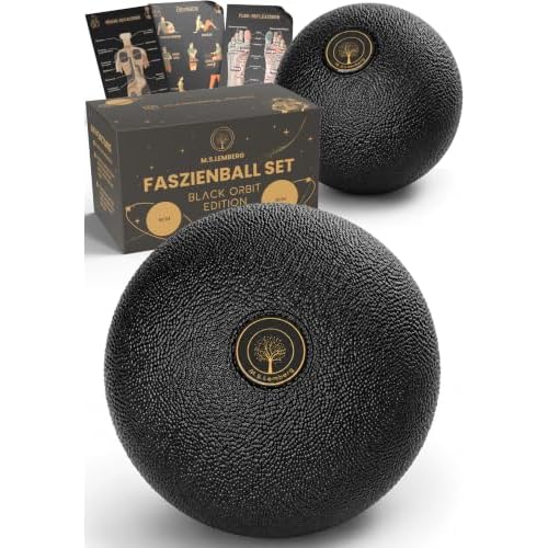 M.S.Lemberg® Faszienball 2er Set [6cm & 8cm]- Massageball für gezielte Selbstmassage der Faszien - Fuß, Rücken, Nacken, Schultern, Beine - Faszienkugel Massage Ball klein - Black Orbit Edition