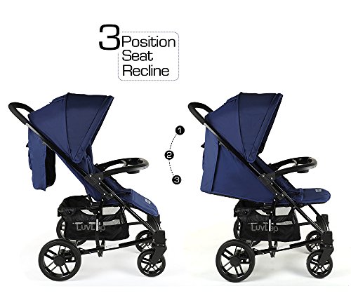 Image of LuvLap Elite Baby Pram Stroller - Blue