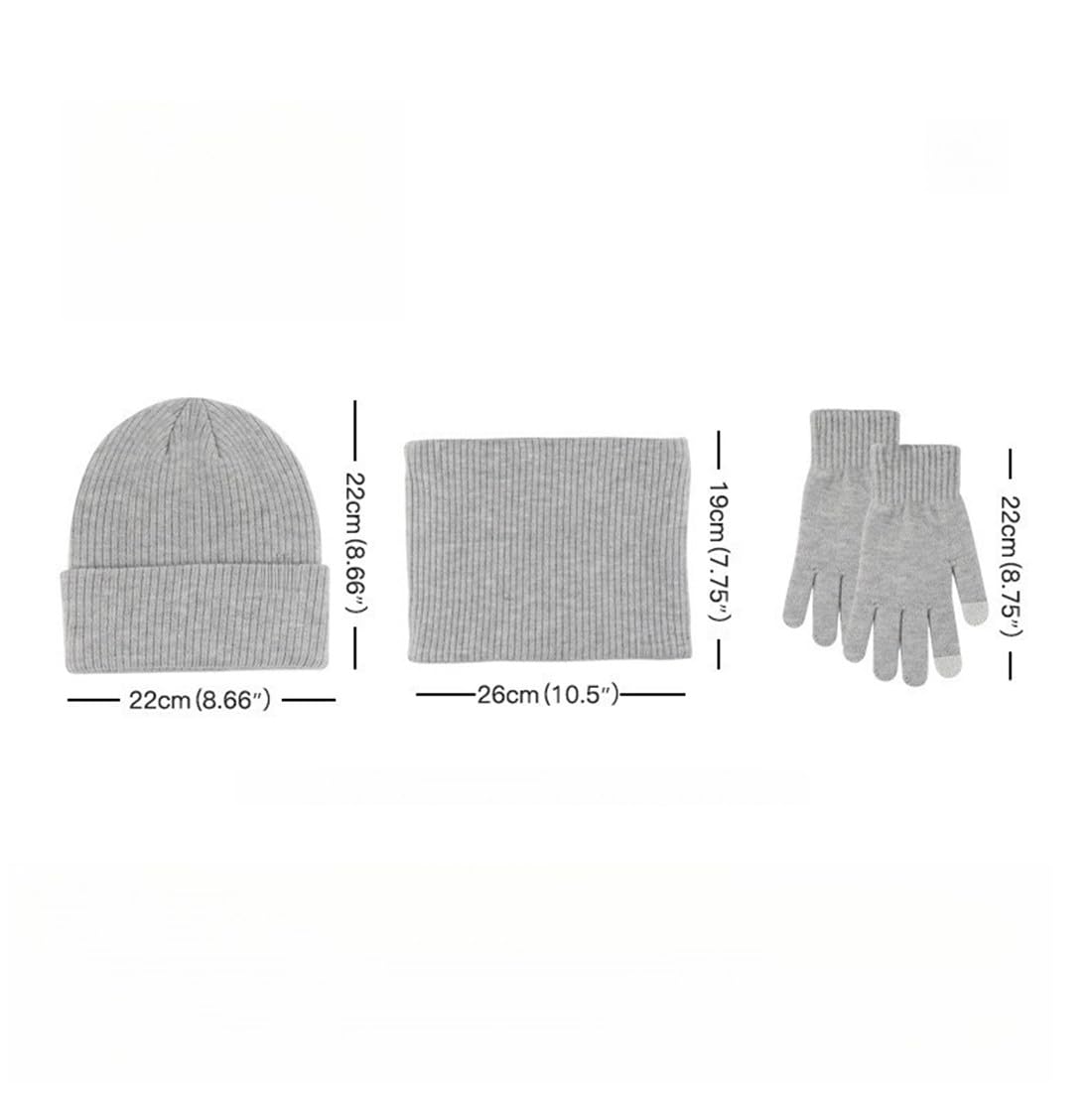 Juego de gorro de invierno para el cuello, bufanda, guantes unisex de punto, gorro térmico para mujeres y hombres, gorro de invierno cálido de 3 piezas por juego