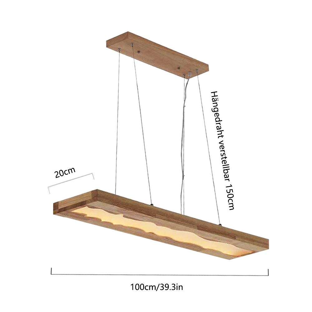 Holz Hängelampe LED Dimmbar Pendelleuchte Esstisch Pendellampe Höhenverstellbar Moderner Deckenleuchte Harz Hängeleuchte Küche Büro Cafe Esszimmer Kronleuchter Wohnzimmer Dekorative Lichter