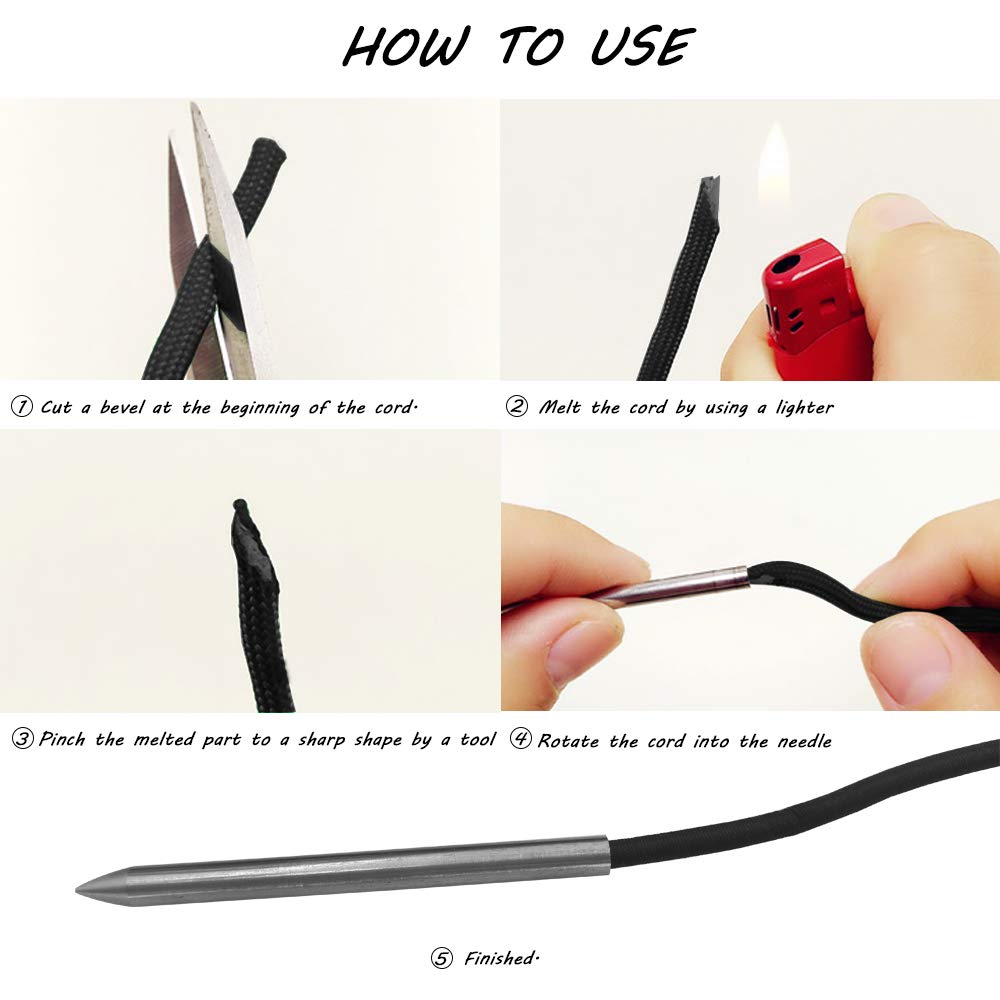 6 Aiguilles Paracord Inox - Kit Couture Paracorde Avec Outils De Lissage Pour Bracelets Et DIY