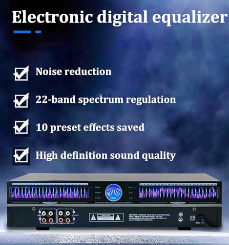 Ecualizador gráfico estéreo digital de audio, 22 bandas, ajuste independiente de graves/medios/agudos, 10 efectos preestablecidos, para performance, club y estudio miniatura 2