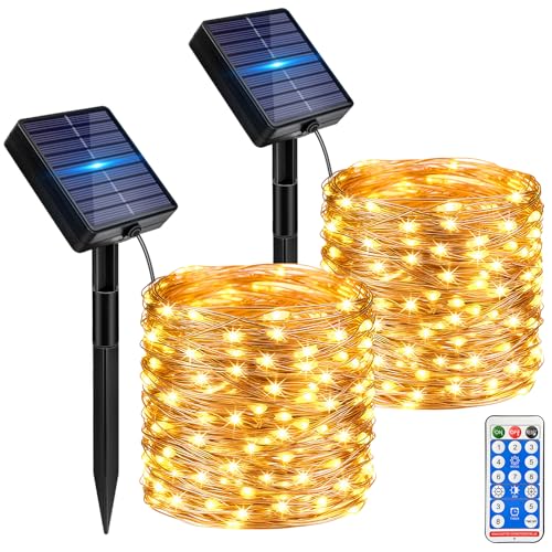kolpop 2 Stück Solar Lichterkette Aussen mit Fernbedienung,10M 120LED...