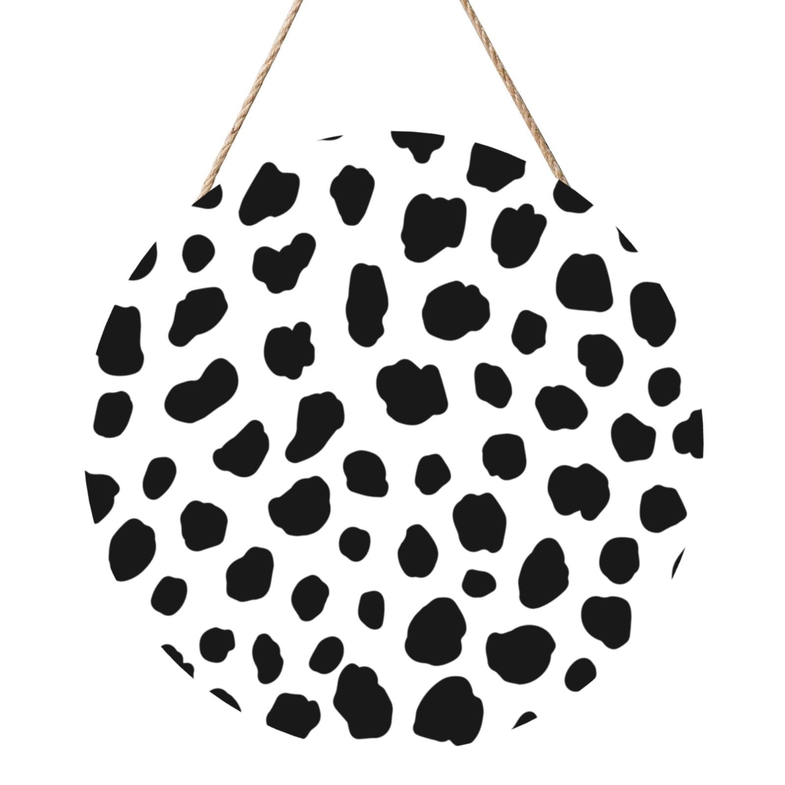 InOmak Dalmatian Dog Pattern, Round Wood Panel Painting 12 in, Wall Hanging Painting For Home