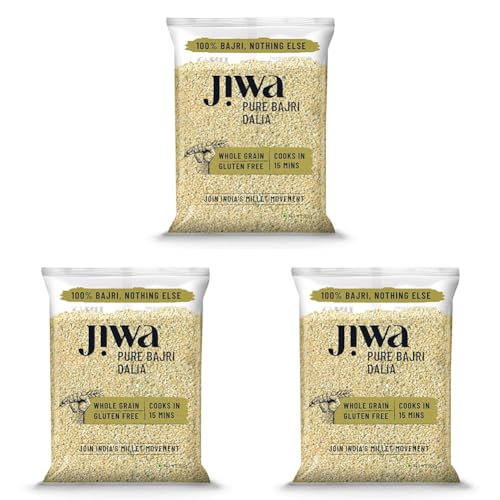 Image of Jiwa Pure Bajri Dalia | Cooks In 15 Minutes | Millet | Broken Pearl Millet Daliya | Gluten Free | 500 g (Pack of 3)