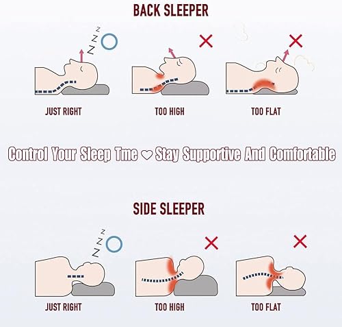 Miniatura 5 de Almohada de capa ajustable para dormir, almohada de plumas de ganso premium con funda de cremallera 100% algodón, tamaño Queen, juego de 2