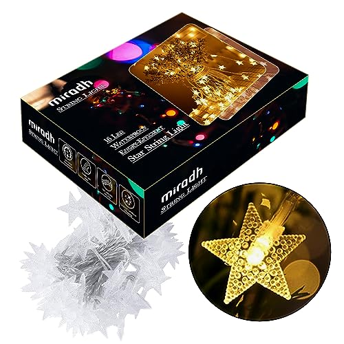Image of MIRADH 14 Star Shape String Led Light 3 Meter led Lights for Home Decoration Plug in Fairy String Lights, Diwali Lights for Decoration for Home Still Mode Only Strip Lights (14 Star Warm White)